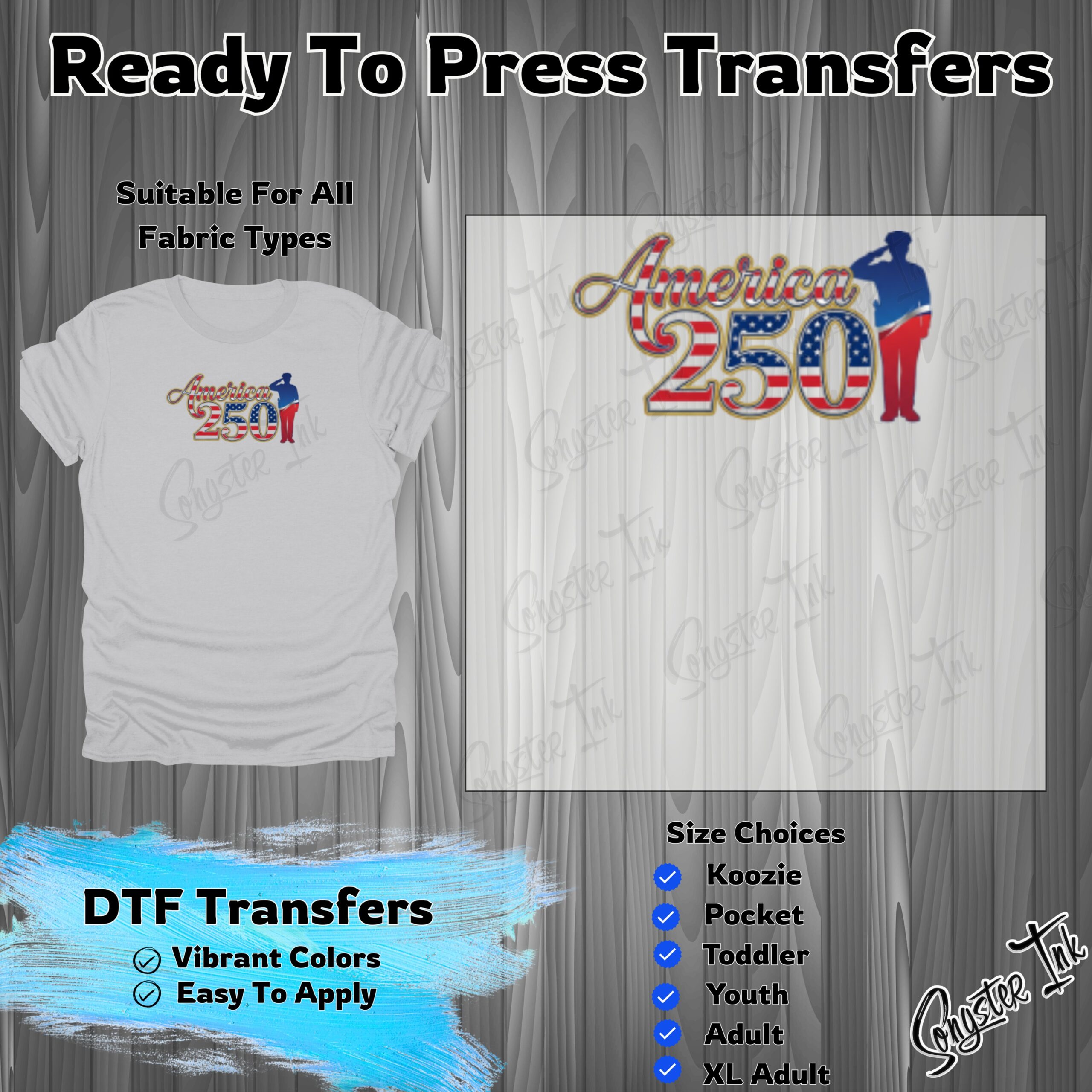 America 250 DTF Transfer, Patriotic Ready to Press Design, USA Soldier Silhouette Iron On, Custom Shirt Transfer, Military Gift